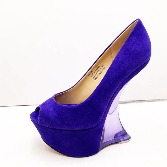 🆕Zigi Girl} GLOW Peep Toe Plexiglass Wedge Shoe - Picture 3 of 13